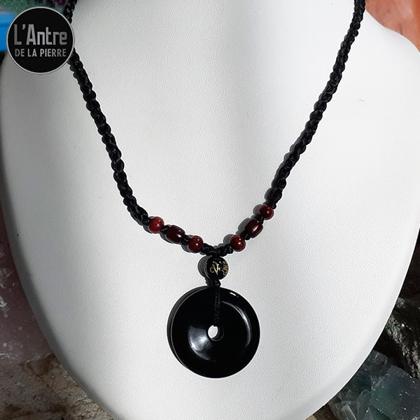 Pendentif Donut en Obsidienne Noire