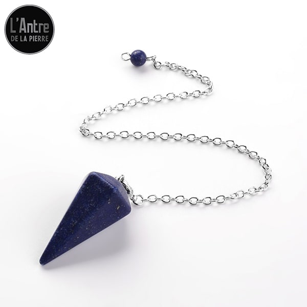 Pendule Lapis Lazuli Conique avec Chaîne Argentée