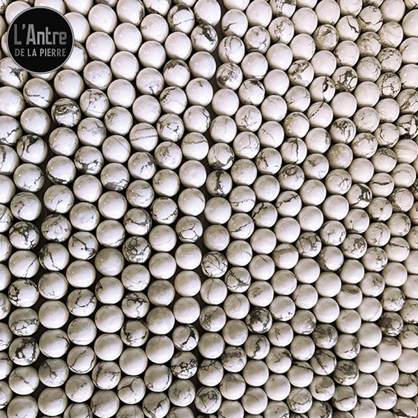 Perles en Howlite Blanche de 8 mm de Qualité A Originaire des Sous-sols du Zimbabwe