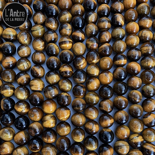 Perles en Œil de Tigre de 10 mm de Qualité A et Originaire des Sous-sols d'Afrique du Sud