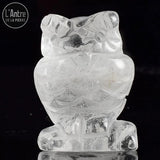 Sculpture de Hibou en Quartz Blanc, Rose, Aventurine ou Œil de Tigre de 38 mm