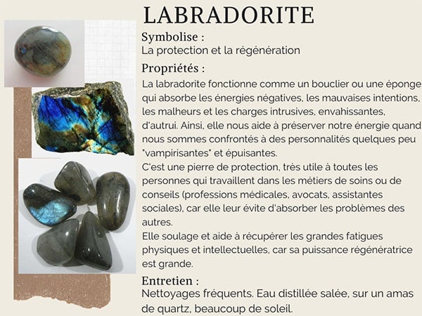 Labradorite, pierre naturelle pour protection des énergies négatives
